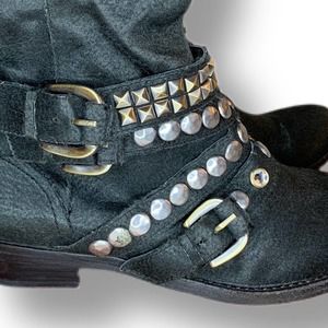 ASH CULT Slouch combat boot with studs and rivets -38.5=US.6